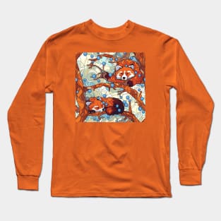 Two cute sleeping red pandas pattern 2 Long Sleeve T-Shirt